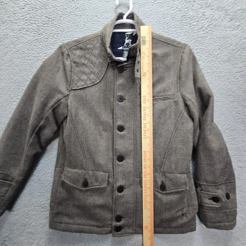Kane & Unke Jacket Mens Medium Brown Wool Blend Utility Zip Up Hooded Coat Mock